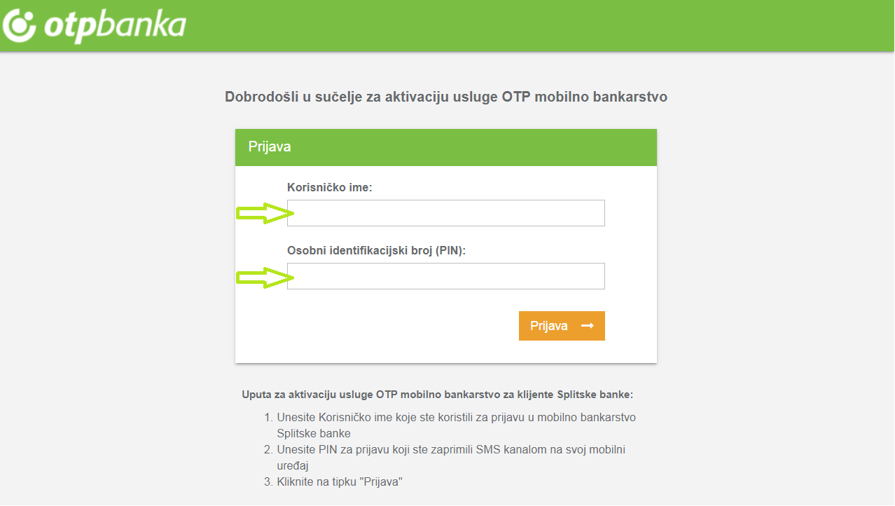 Aktivacija usluge OTP mobilno bankarstvo