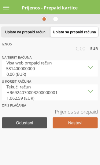 prijenos sa prepaid kartice